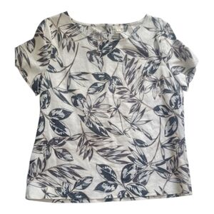 J. Crew Black and White Leaf Print Top Size L  #53